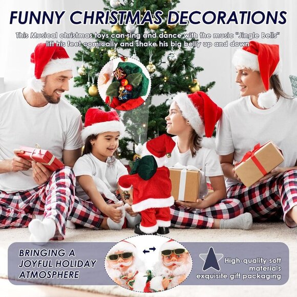 Electric Singing Dancing Santa Claus Toy with Shaking Belly Musical Christmas - Picture 4 of 8